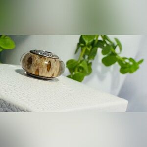 Authentic Pandora Retired Clouded Leopard Murano Glass 925Ale Charm